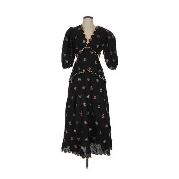 chinese dress ladies Navy Blue Ainika Tropical Splendor Maxi Dress  FARM Rio